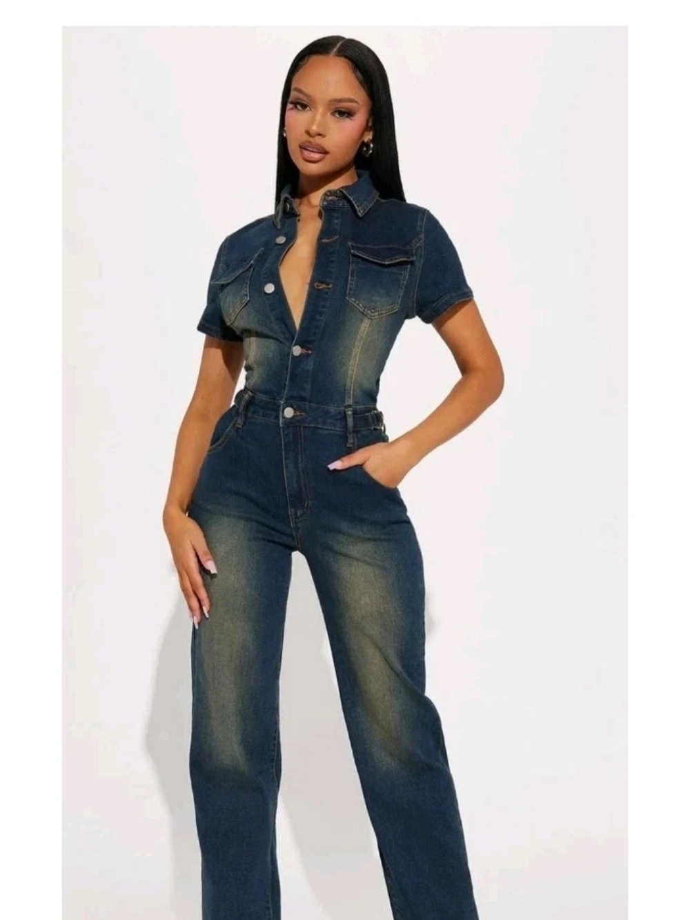 Fashion NOVA Elianne Washed Jumpsuit Sz XS